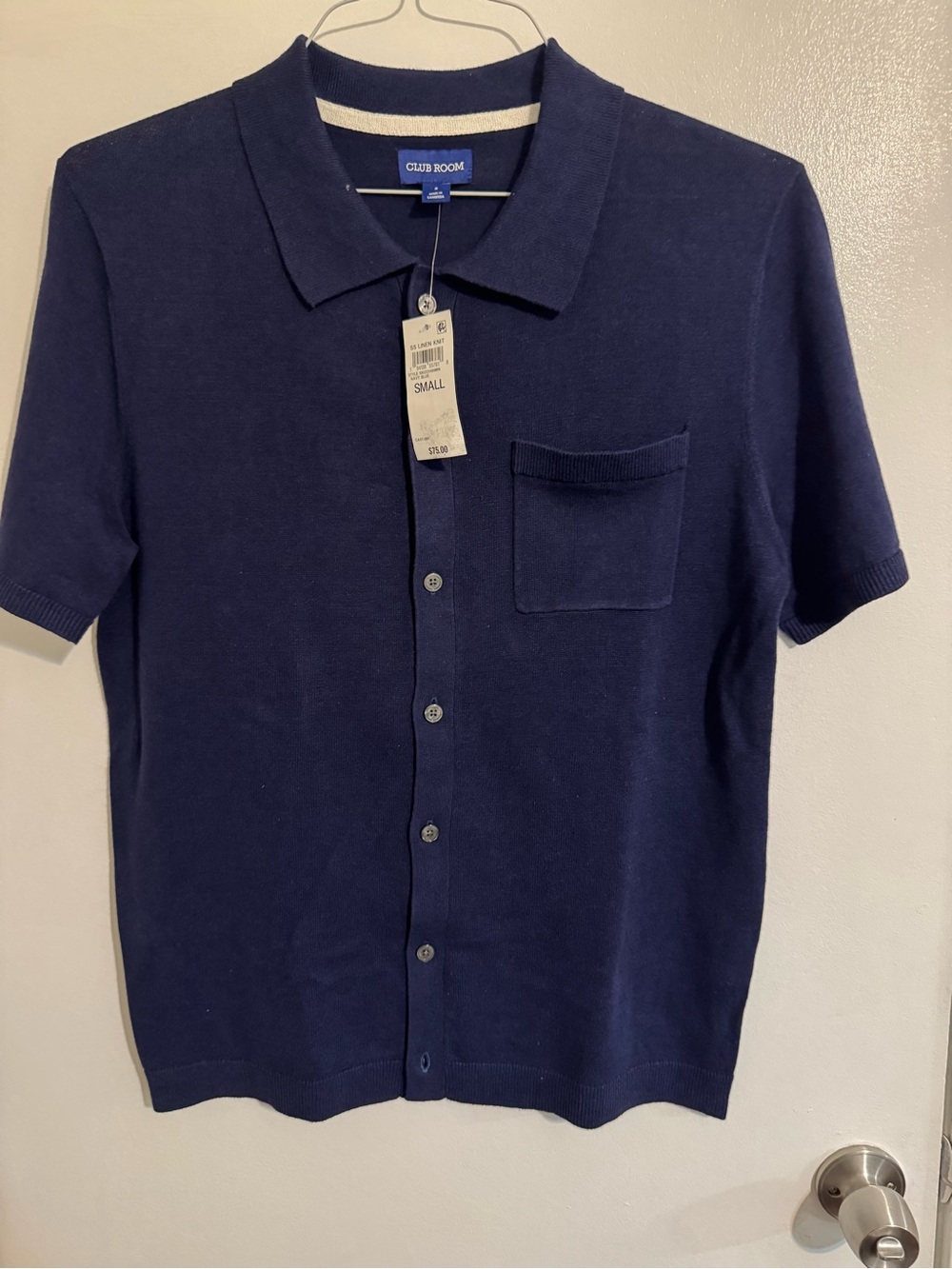 Club Room Navy Short-Sleeve Button-Front Polo Shirt